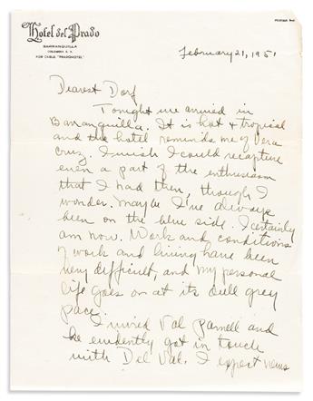 Dunham, Katherine (1909-2006) Small Archive of Letters and Other Correspondence, 1948-1957.